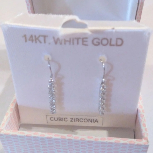 Women's 14KT. WHITE Gold With CZ Earrings - Picture 1 of 4